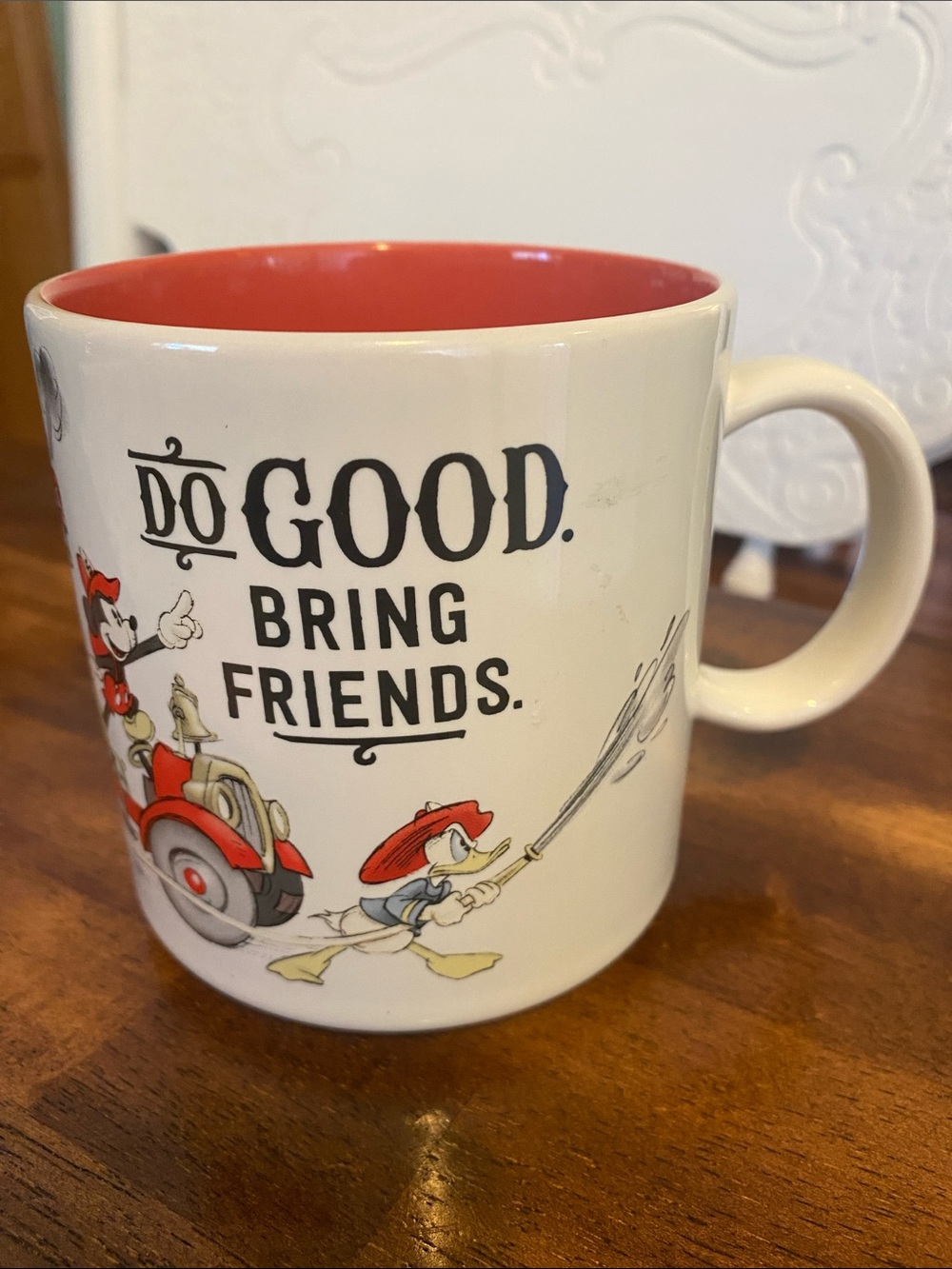 Disney Mug with Terra Cota Interior and Mickey & Friends Firemen Art by Hallmark